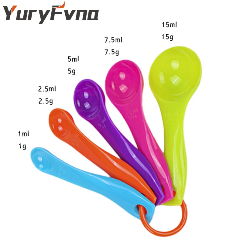YuryFvna набор из 5 мерных ложек 1/2. 5/5/7. 5/15 мл красочная пластиковая мерная ложка