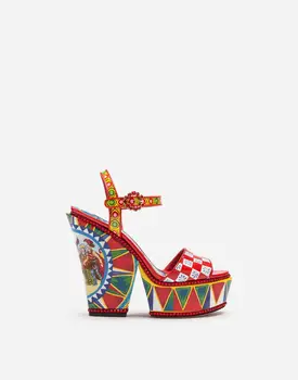 

ins fashion painting frint woman chunky heel platform sandal custom make