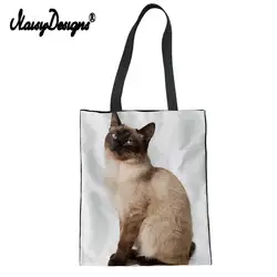 Яркая сумка для шоппинга Saco Compras Animal Siamese Cat женские матерчатые сумки хлопчатобумажная хозяйственная сумка ручная льняная Наплечная Сумка