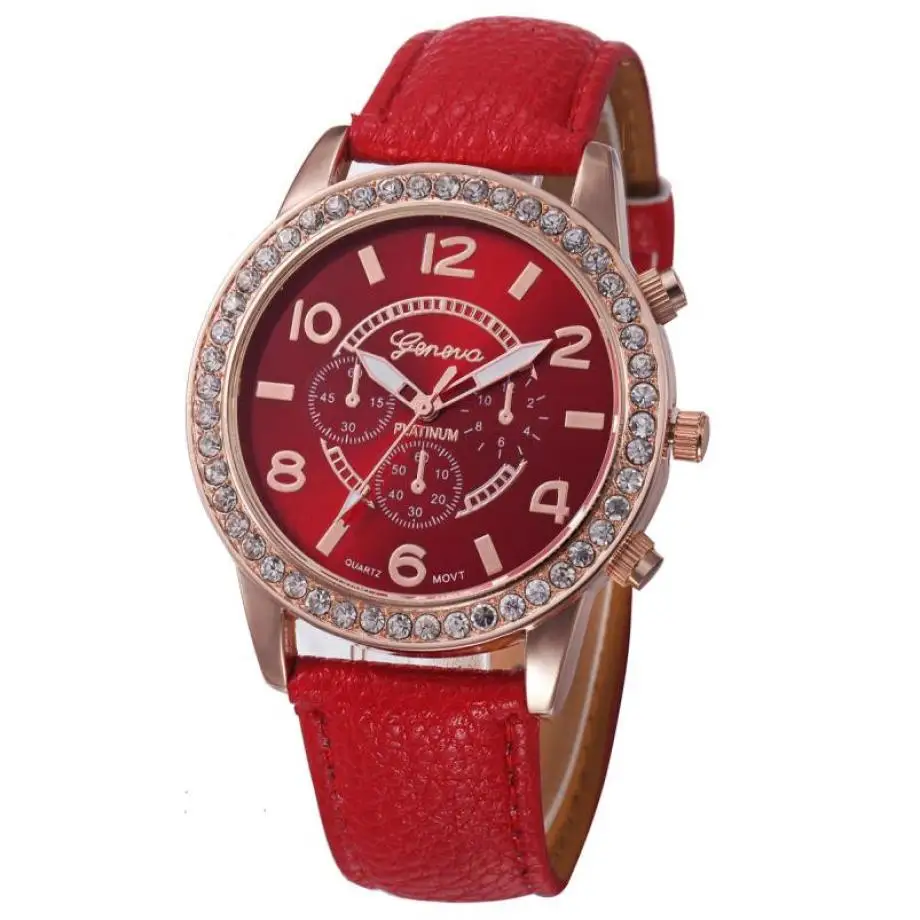Timezone#301 модные Geneva женские часы Роскошные бриллиантовые аналоговые кожаные кварцевые наручные часы
