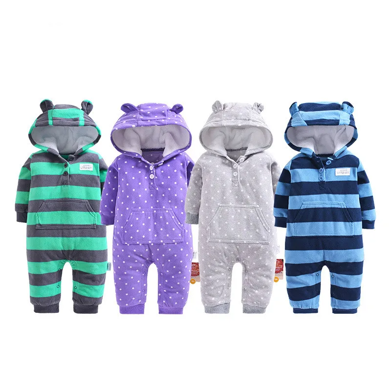 2018 Spring Baby Clothes Polar Fleece Hooded Infants Clothes Coral