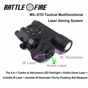 

Multifunctional Aiming System tactical rifle 280 lms LED Flashlight + Green Laser Sight + IR Laser Sight + IR Illuminator Combo