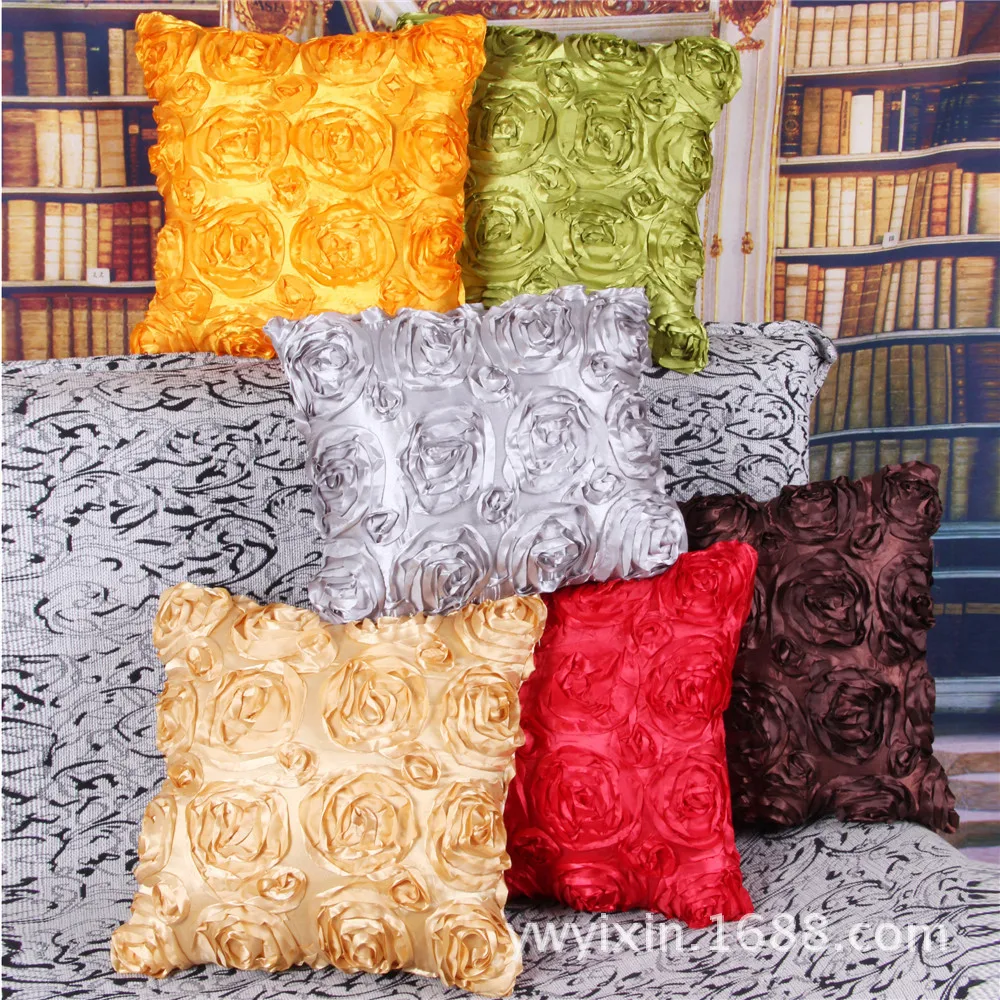 Factory direct home fashion rose satin pillow cushion car sofa cushions office | Дом и сад