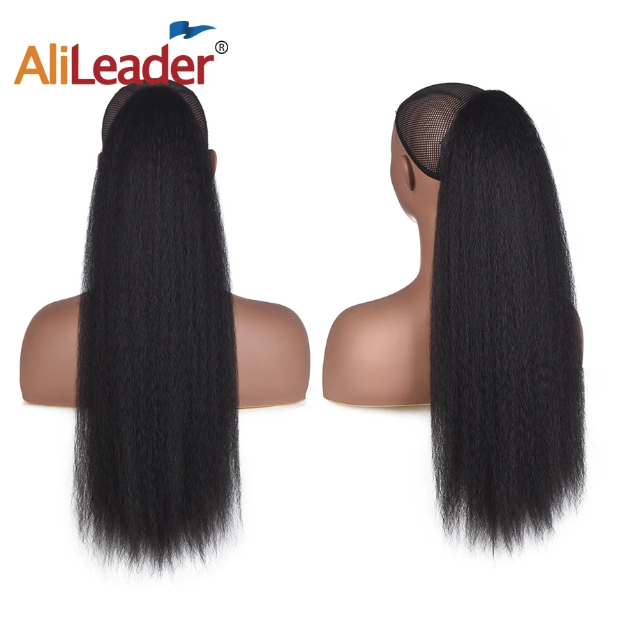 AliLeader 22" Adjustable Strap Kinky Curly Yaki Ponytail Hairpiece For Women With Comb Synthetic Pony Tail False Hair Extension