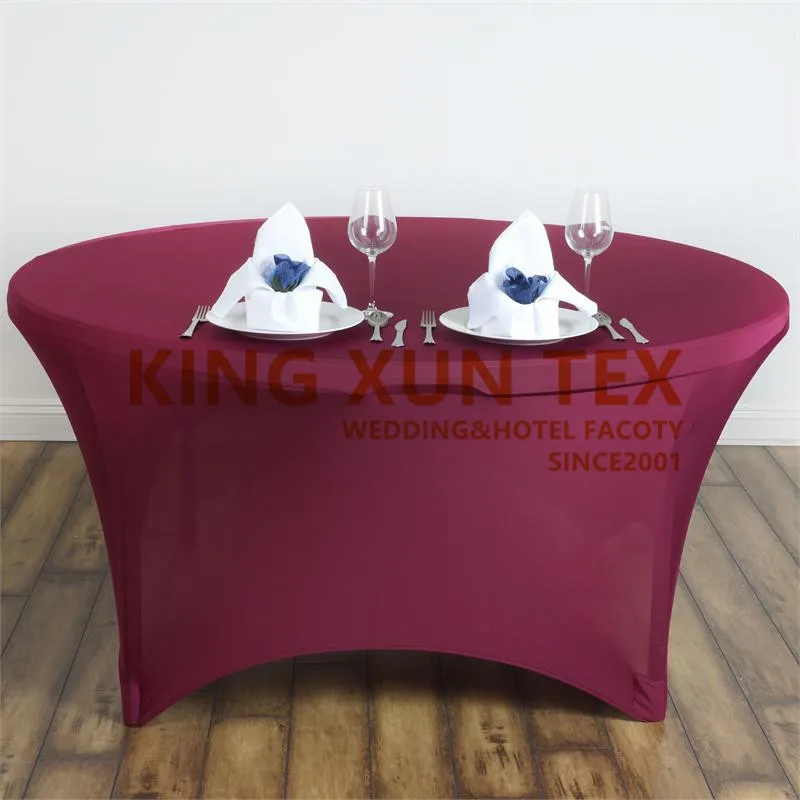 Круглый чехол для стола из спандекса ткань стрейч скатерть для украшения свадебного мероприятия - Цвет: burgundy