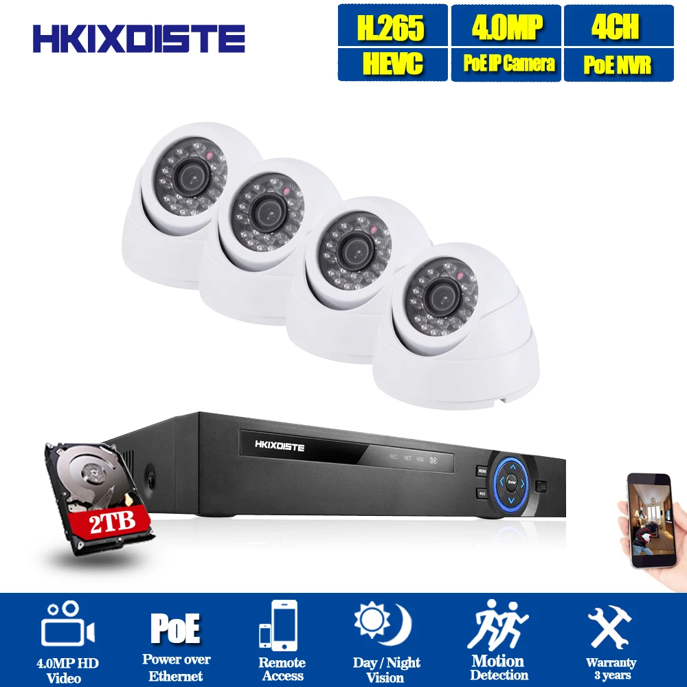 

H.265 4CH CCTV System 5MP POE NVR kit 4*4MP MINI Dome 3.6mm Lens POE IP camera indoor Home Security camera system low lux
