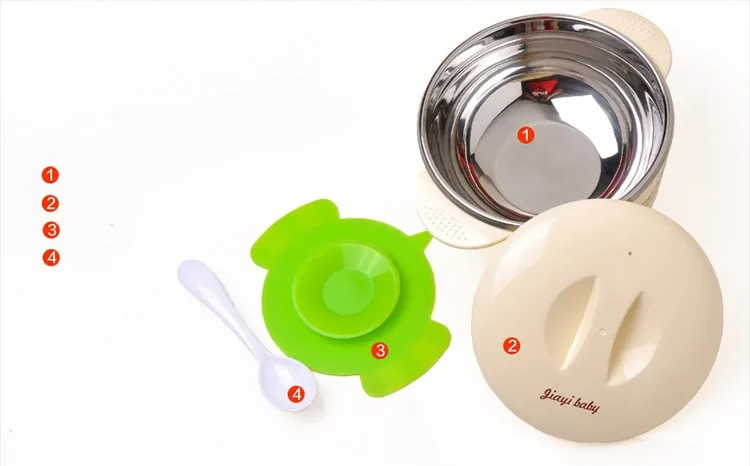 Bacia do Bebê Conjunto de Alimentação Placa de Sucção Livre de Aço Tigelas do Bebê com Tampa Copo Ursos Tigela Bebê Inoxidável Colher Crianças Louça Conjunto Bpa 17 ursos tigela bebê placa de sucção bpa