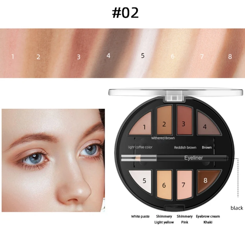 2 Style Seven sets of eyebrow powder set Professional Waterproof Long lasting Makeup Natural Shape Eyebrows Powder Palette