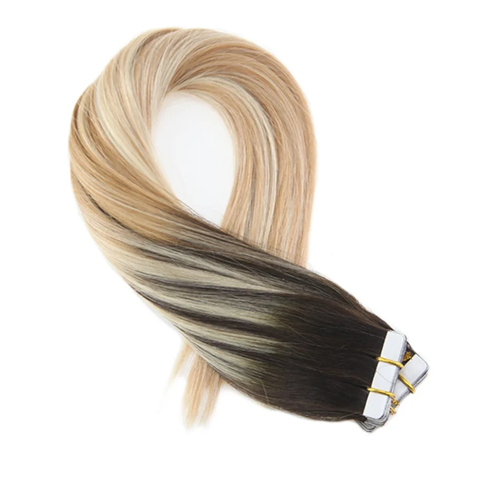 Moresoo лента в Пряди человеческих волос для наращивания машина Волосы remy#2/27/613 бразильские волосы голени утка клейкая лента 2,5 г/упак. 25 г-100 г