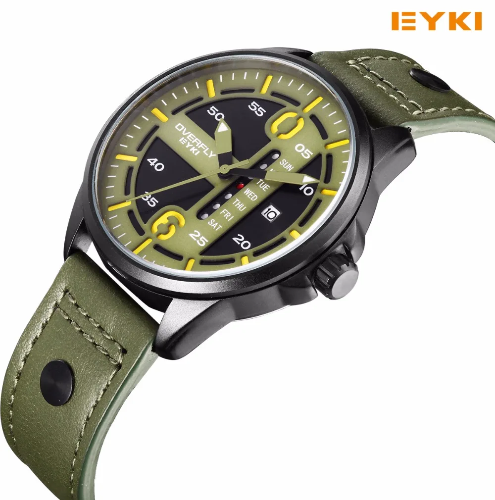

2016 EYKI new fashion casual sports watches men leather strap waterproof wrist watches for men montre homme men's watch clock