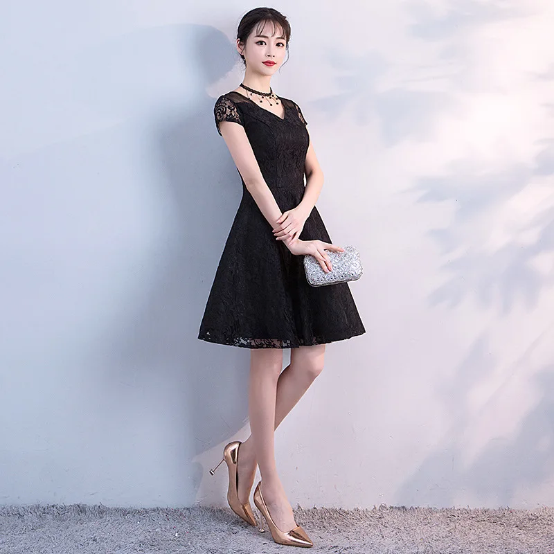 

2019 New Elegant Dignified High Waist Short Dress
