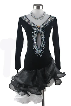 

New Latin dance costumes senior sexy long sleeves velvet latin dance dresses for women latin dance competition dresses S-4XL