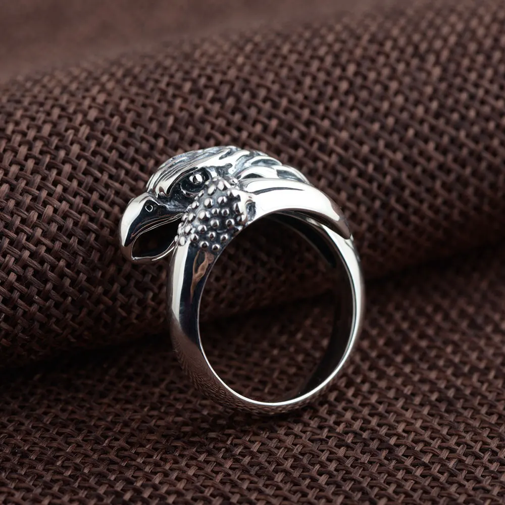 

925 Sterling Silver Eagle Ring 100% Real S925 Thai Silver Rings for Men Jewelry Adjustable Size