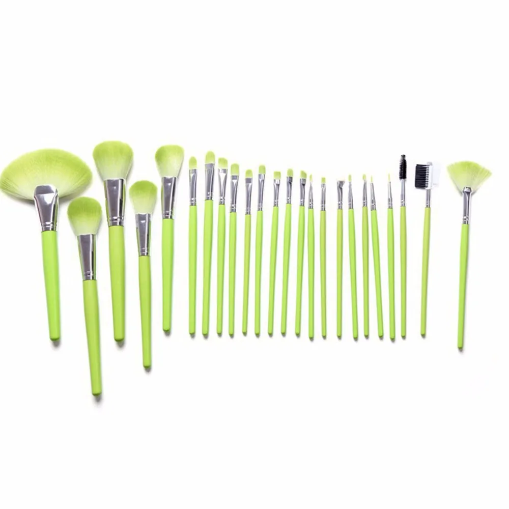 24 шт./компл. Apple Green Professional Макияж кисточки Набор косметический основа для Макияжа Лица блендер для смешивания Applier инструмент с хранения и сумка