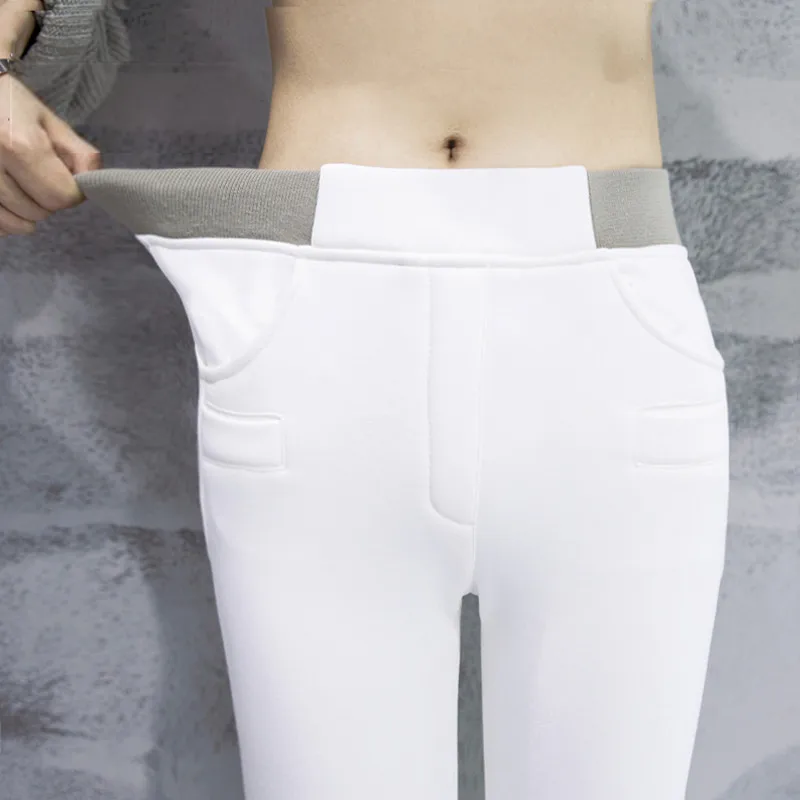 

Large size S-6XL warm trousers for women winter Plus velvet thicken womens pants female Stretch white pencil pant pantalon femme