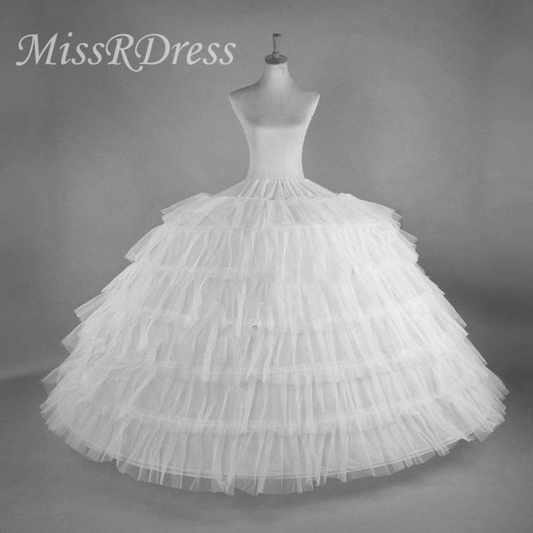 MissRDress белый 6 Обручи Большой подъюбник слипы тюль юбки для женщин Длинные Пышные кринолиновый подъюбник бальное платье свадебное JKC7