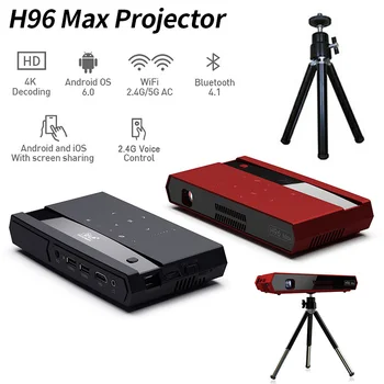 

2019 powerful configuration H96 Max S912 2.4G Voice Control 2G16G Android 6.0 Dual WiFi RGB LED DLP Android TV Box Projector