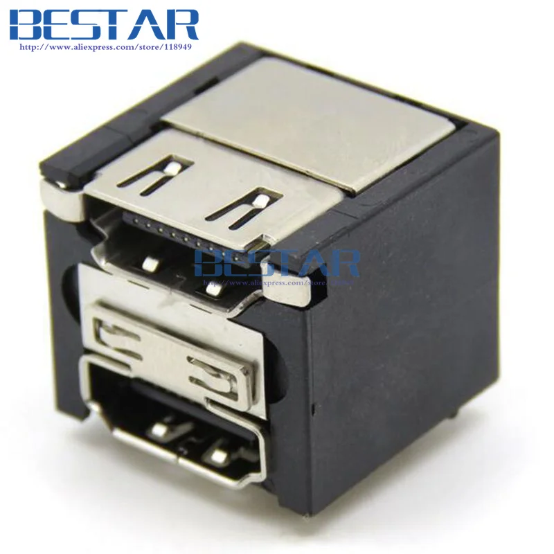 DOUBLE HDMI STACKED Connector HDMI Dual female Socket thru hole type