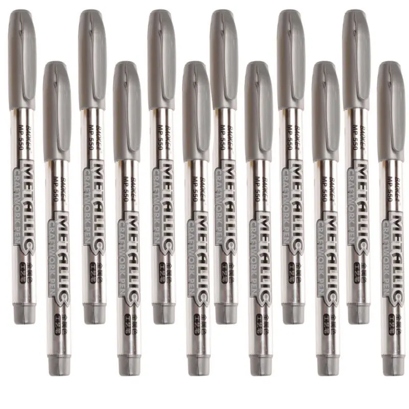 Metallic Marker Pens Sliver/Gold Metal Color Paint Markers Unique Fiber