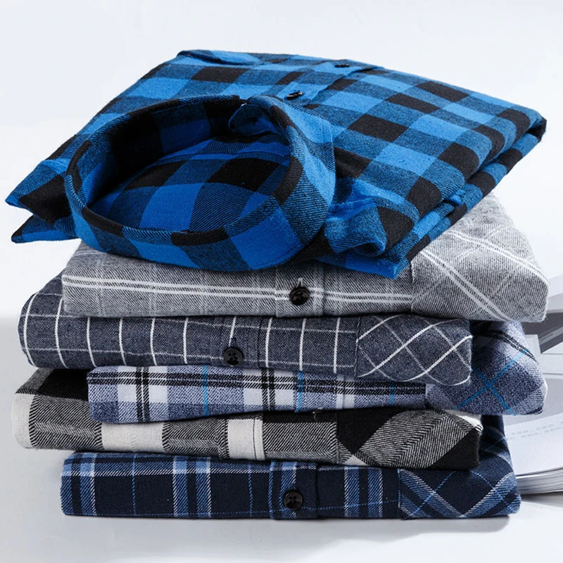 LISIBOOO New Fashion Mens Shirt Long Sleeved Cotton Men Shirt Plaid Casual Shirt Male Business Shirt Camisa Masculina