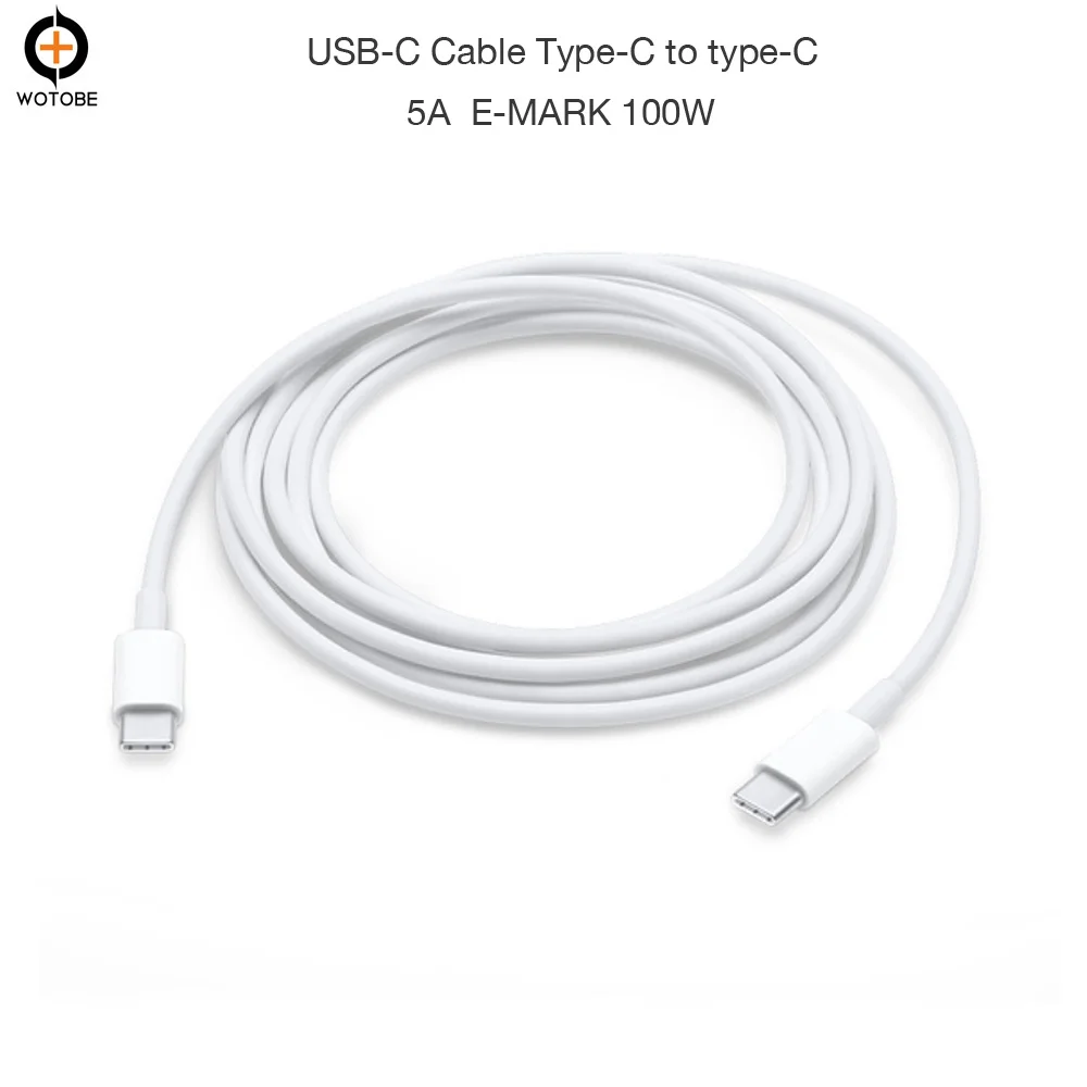USB-C Charge Cable 2m USB2.0 5A E-MARK 100W fast charging Applicable for MacBook and 29W 30W 61W 87W type-C power adapter