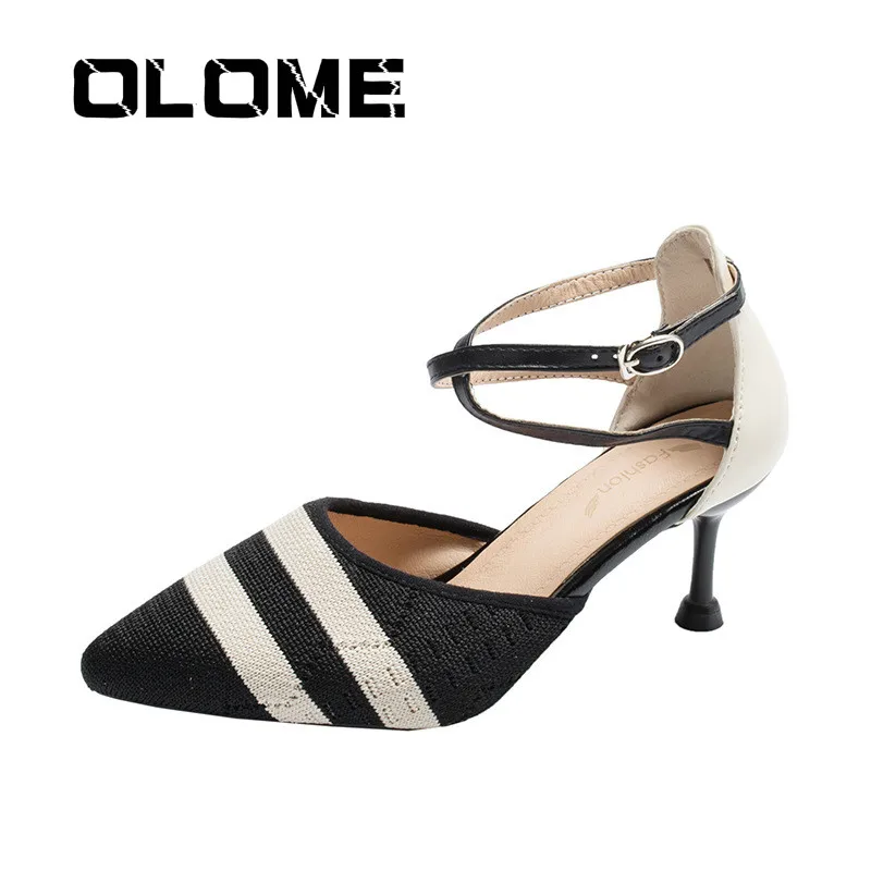 

Explosion Style Pointed Women's Shoes 2019 Summer Fine With Color Matching Women's High Heels Baotou Sandals Women Zapatos Mujer