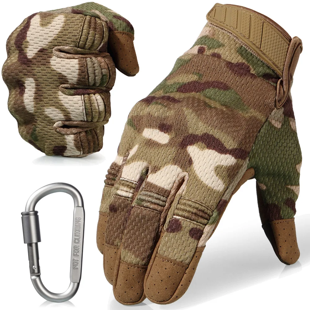 Multicam Camo Flexible Touch Screen Lightweight Breathable Assault Motorcycle Hard Knuckle Full Finger Gloves Outdoor Cycling