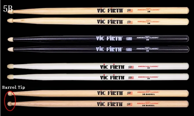 Барабанные палочки Vic Firth Hickory 5 А 5B баррель 7A оригинал Сделано в США разноцветные