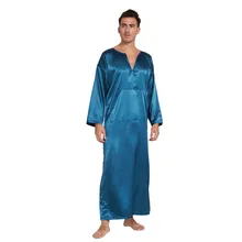 Летние мужские пижамы с длинными рукавами тонкий срез Шелковый головной мужской Ночная Рубашка домашняя одежда домашний халат сексуальный Hombre Robe