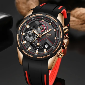 

New LIGE Mens Watches Silicone Sport Watch Men Top Brand Luxury Chronograph Waterproof Clock Quartz Wristwatch Relogio Masculino
