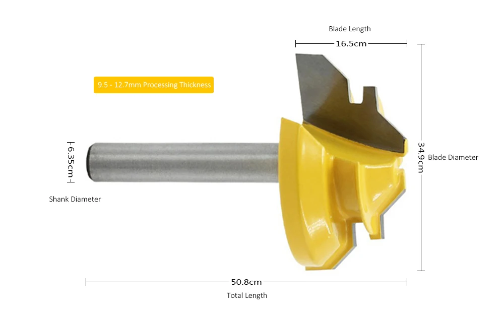 45 Degree Slotting Knife Milling Cutter Woodworking Tenon Cutters For 1/4- 3/8 Inch Joints