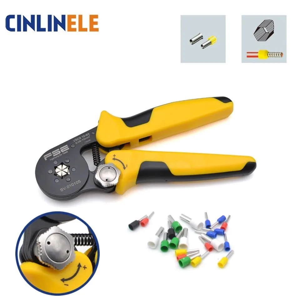 

0.08-10mm 24-7AWG Adjustable Precise Hexagon Tube Bootlace Terminal Crimping Pliers Crimp Hand Tools HSC8 6-6 6-4 VSC9 10-6A