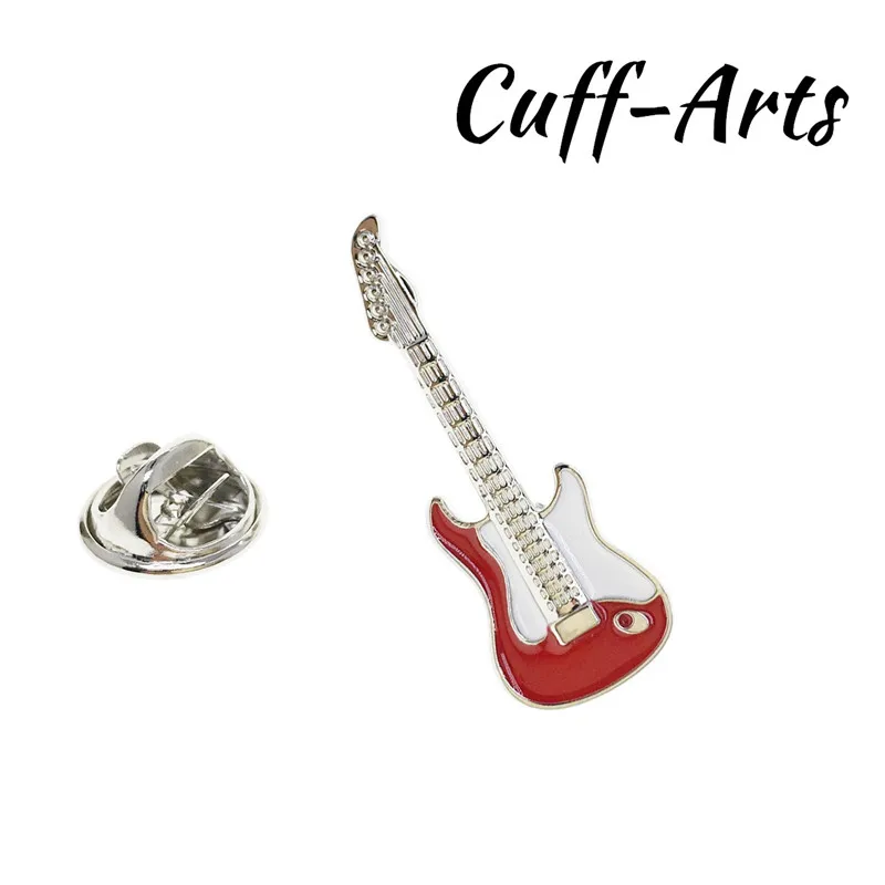 Запонки модные латунные броши для мужских костюмов красная электрическая гитара