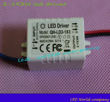 

free shipping 2pcs/lot 2-1x3W 85-265V 300mA-600mA LED Driver Convertor Transformer Ceiling Light Power Supply