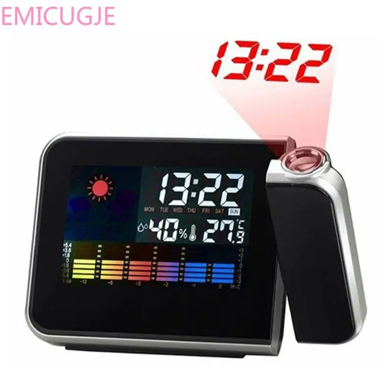 

Digital Projection Clock Alarm Color Screen Calendar Weather Multi Function