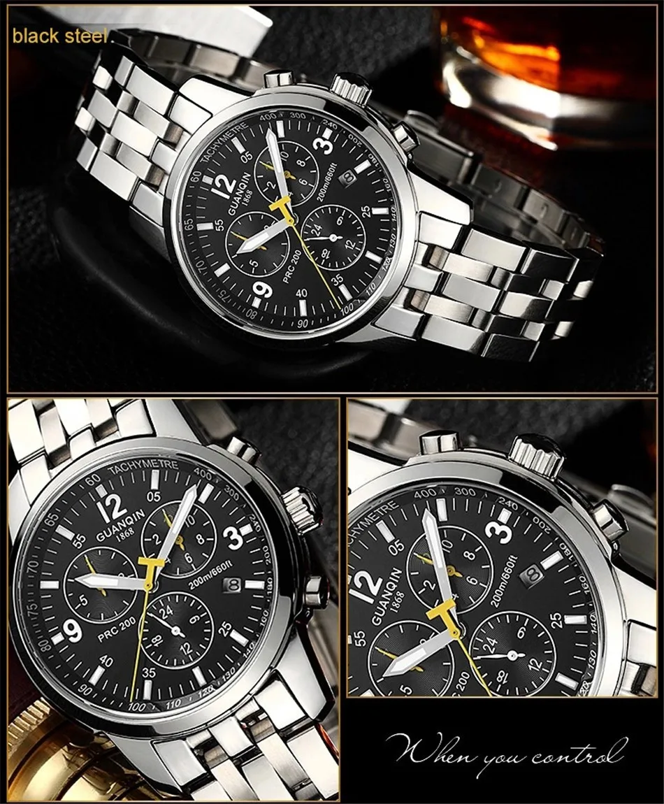 GUANQIN 2018 SWIMMING watch top brand luxury Clock Men Automatic 200m waterproof Mechanical clock men Relogio Masculino