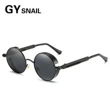 GY SNAIL Polarized Steampunk Sunglasses Men Women Round Gothic Steam Punk Goggles Metal Vintage Glasses sun Eyewears Travel