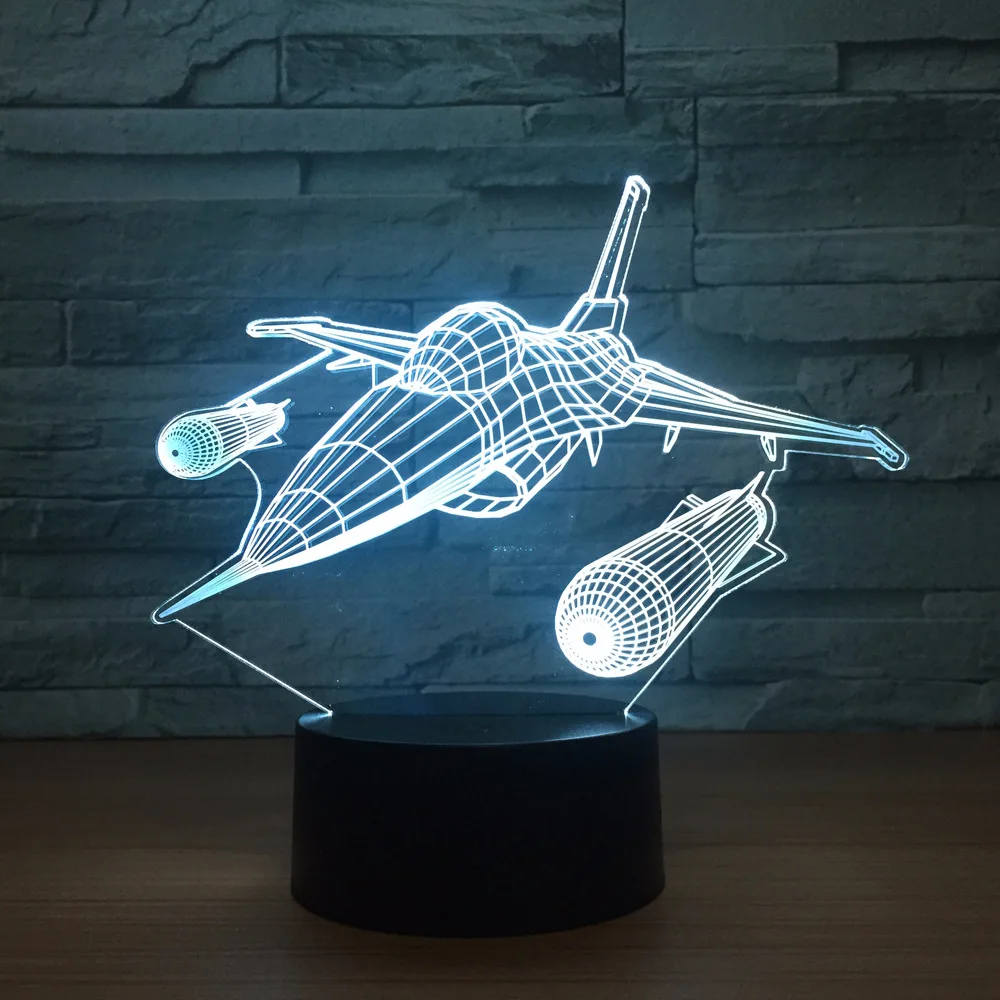  New Warplane Aircraft 3D Night Light Table lamp Multi Colors Jet plane with USB Power Decor Birthda - 32885745817