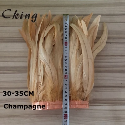 champagne Cking 30-35 см отделка петушиным пером 12-14 дюймов 2 метров бирюзовый цвет; обувь синего цвета золото куриное перо отделка бахромой перья из петушиного хвоста перья - Цвет: champagne