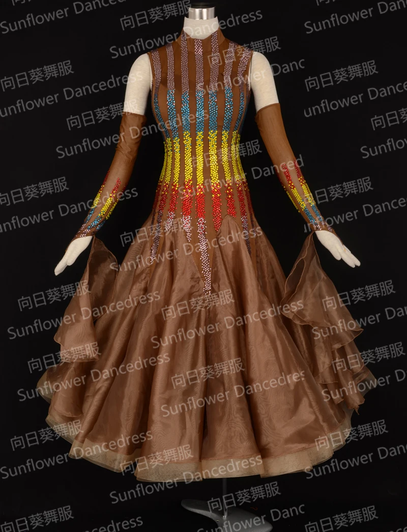 

2016 New StyleCompetition Modern Waltz Tango Ballroom Dance Dress, Smooth Ballroom Dress, Standard Ballroom Dress ,brown color