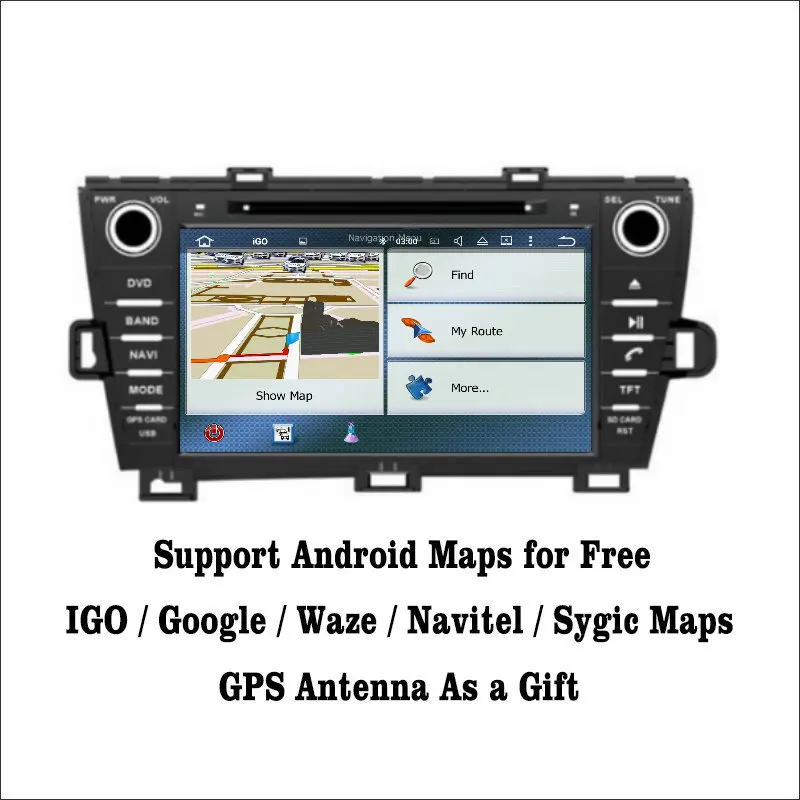 Cheap Liislee For Toyota Prius right driving Android 7.1 2G RAM Car WIFI GPS Navi Navigation Radio Audio Video Multimedia DVD Player 3