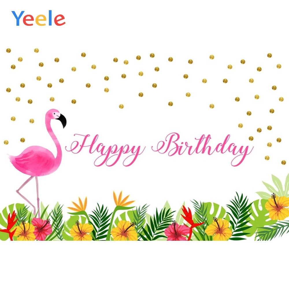 

Yeele Tropical Grass Flowers Flamingo Points Birthday Photography Backgrounds Customized Photographic Backdrops for Photo Studio