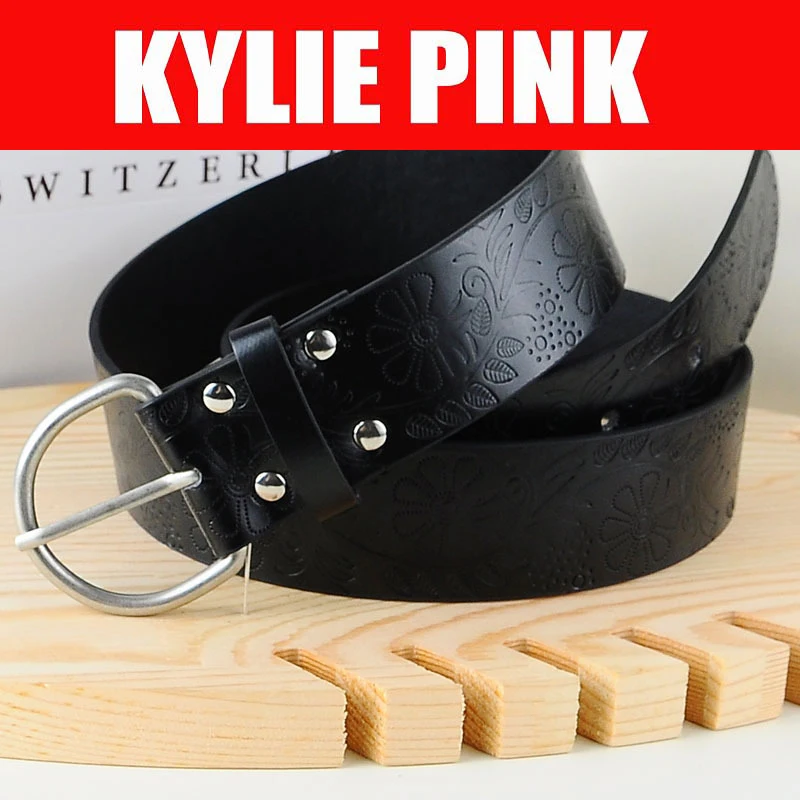 

KYLIE PINK 2019 Hot Fashion Women Men Unisex PU Leather Belts Vantage Metal Pin Buckle Waist Belt Waistband Male Female Dropship