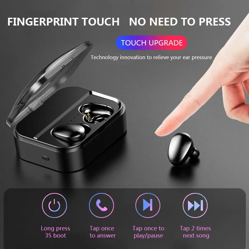 Мини беспроводные Bluetooth наушники стерео гарнитура с зарядной коробкой микрофон