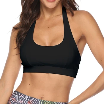 

Sexy Halter Women Sports Bra Push Up Running Underwear Bra Top Fitness Contrast Fitness Tops Gym Shirts Athletic Vest