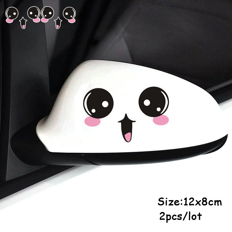 

2pcs Cute 3D Stickers On Car Rearview Mirror Sticker Auto Accessories Girls Wateproof Funny Emoji Car Mirror Stickers And Decals