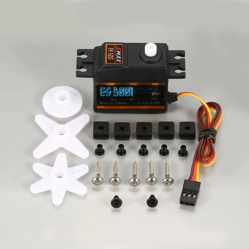 

4PCS EMAX Analog Plastic Gear Servo ES3001 4.8V-6V 4.2kg 0.17/0.14s/60 Degree for RC FPV Fixed Wing Airplane Model Toy Parts