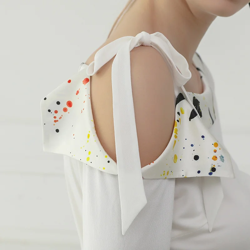 VOA Silk Knit T Shirt Autumn Long Sleeve White Office Ladies Tops Sexy OFF Shoulder Tee Women Sashes Bow Sweet Large Size B759 Tops