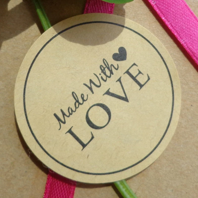 Wholesale 600PCS MADE WITH LOVE Stickers Gift Packaging Label Sticker