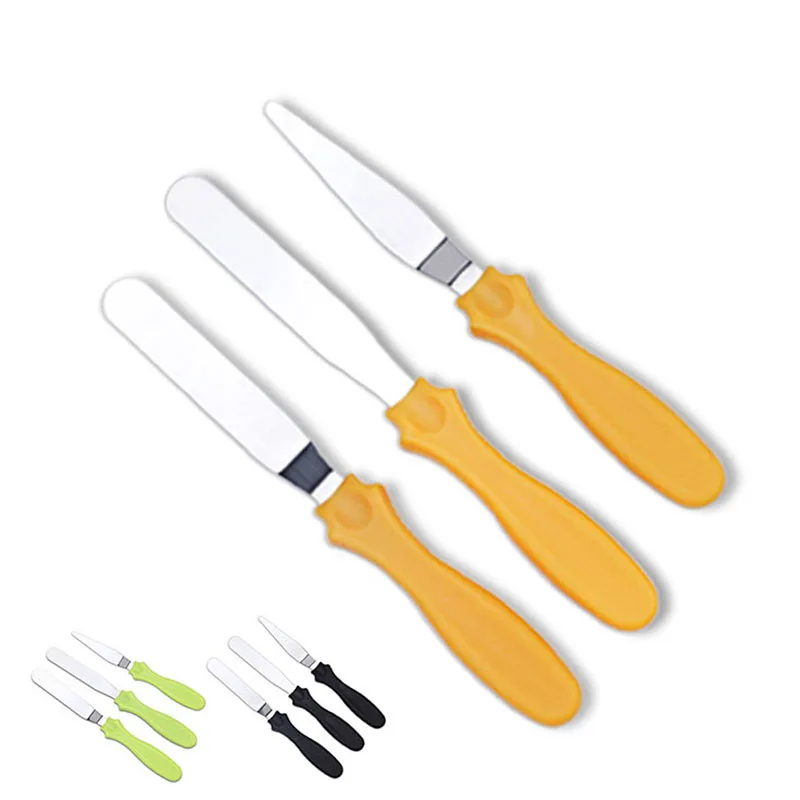 

3Pcs/Set Cake Spatula Palette Knife Cakes Icing Sugarcraft Pastry Tools Fondant Cake Decorating Tools Kitchen Accessories